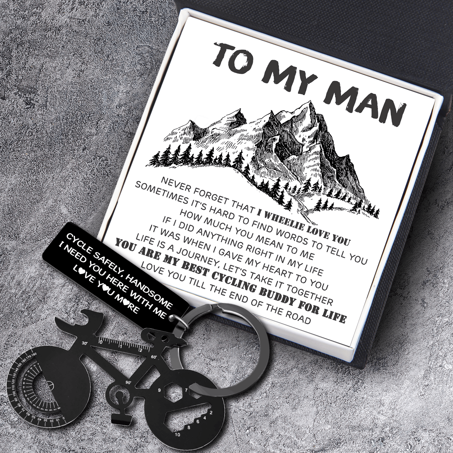 Jet Black Cycling Multi-tool Keychain - Cycling - To My Man - Life Is A Journey - Augkzo26002 - Gifts Holder