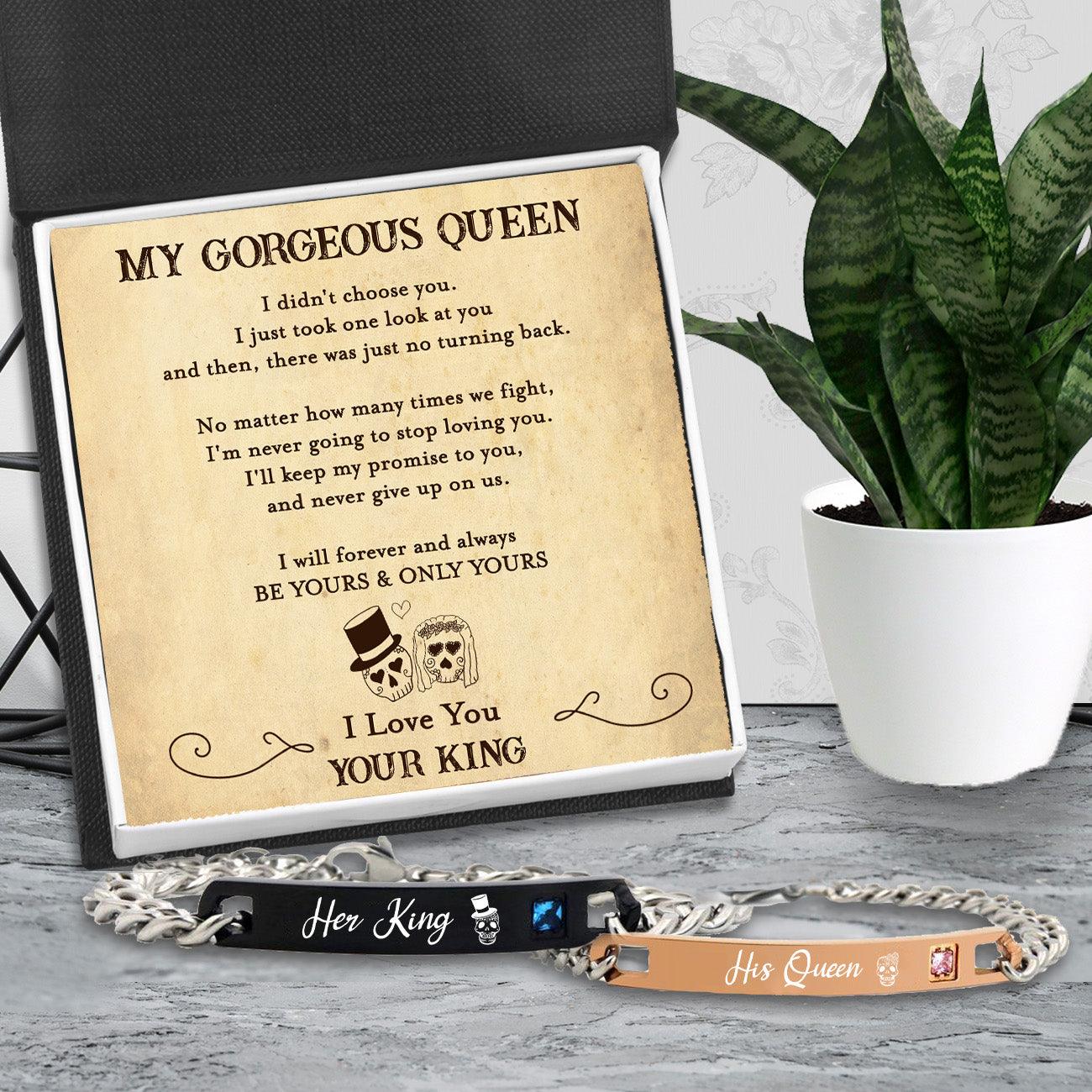 King & Queen Bracelet - Skull - To My Gorgeous Queen - I'm Never Going To Stop Loving You - Augbza13002 - Gifts Holder