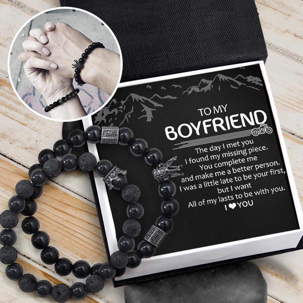 King & Queen Couple Bracelets - Biker - To My Boyfriend - I Love You - Augbae12001 - Gifts Holder