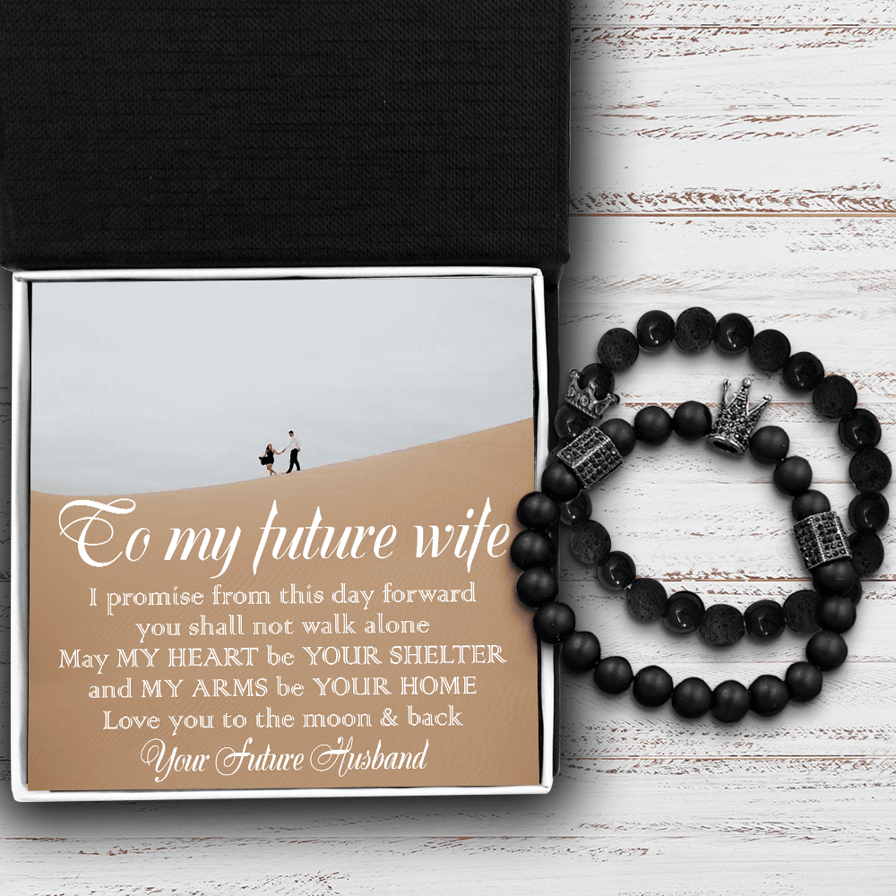 King & Queen Couple Bracelets - Family - To My Future Wife - My Heart Be Your Shelter - Augbae25002 - Gifts Holder