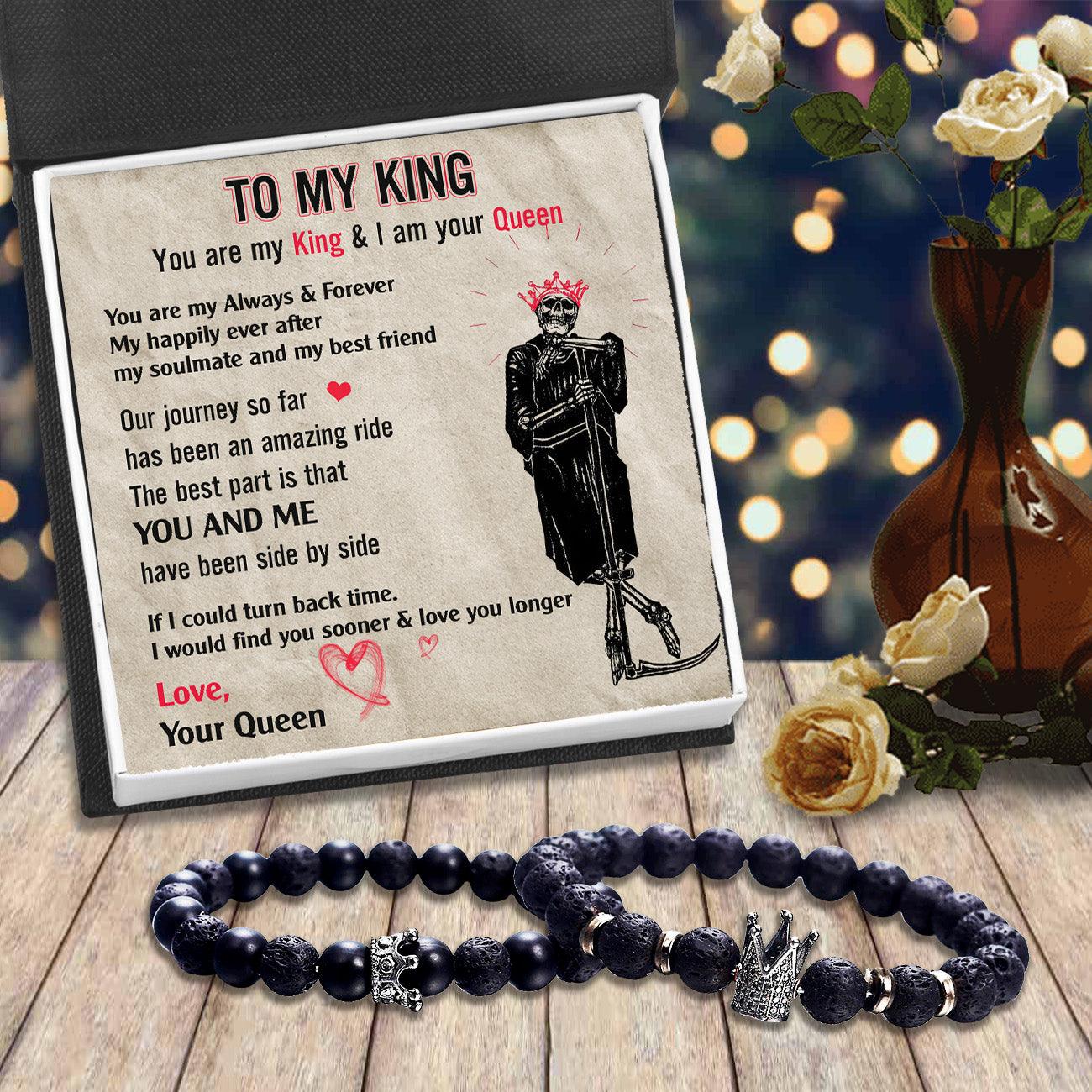 King & Queen Couple Bracelets - Skull - To My Man - Love, Your Queen - Augbae26009 - Gifts Holder