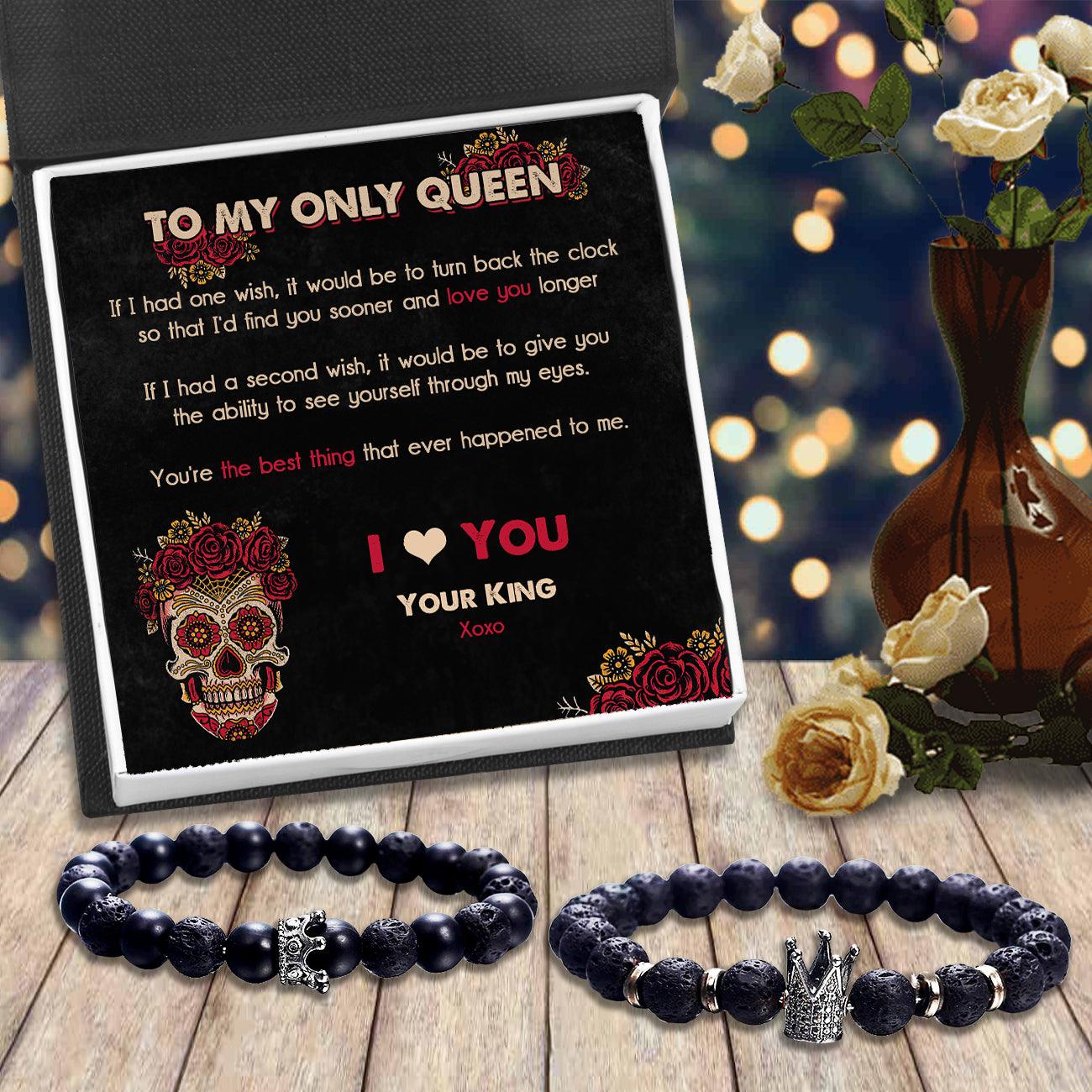 King & Queen Couple Bracelets - Skull - To My Only Queen - You're The Best Thing That Ever Happened To Me - Augbae13010 - Gifts Holder