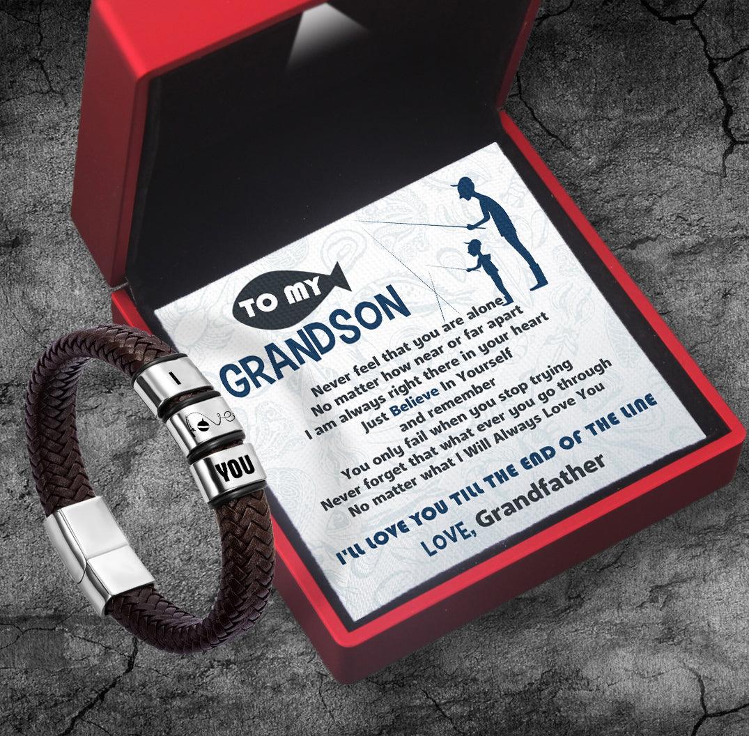 Leather Bracelet - Fishing - To My Grandson - I'll Love You Till The E -  Gifts Holder