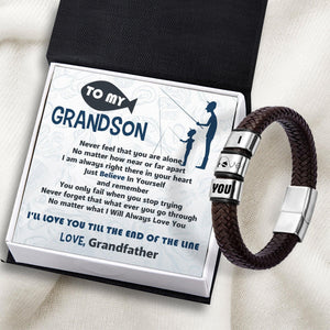 Leather Bracelet - Fishing - To My Grandson - I'll Love You Till The End Of The Line - Augbzl22003 - Gifts Holder