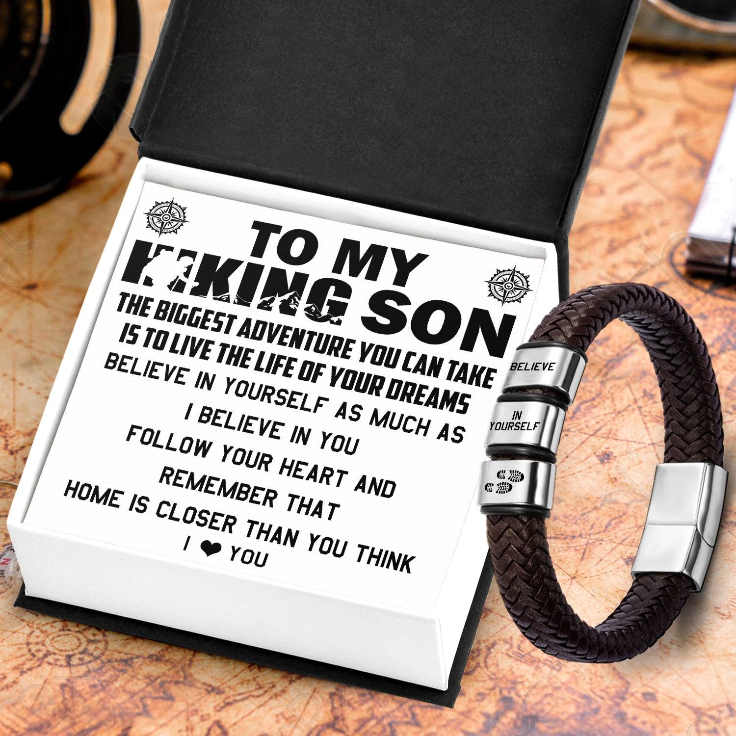 Leather Bracelet - Hiking - To My Hiking Son - Live The Life Of Your Dreams - Augbzl16010 - Gifts Holder