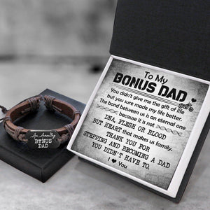 Leather Cord Bracelet - Biker - To My Bonus Dad - An Amazing Bonus Dad - Augbr18006 - Gifts Holder