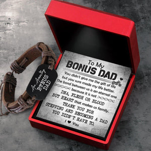 Leather Cord Bracelet - Biker - To My Bonus Dad - An Amazing Bonus Dad - Augbr18006 - Gifts Holder