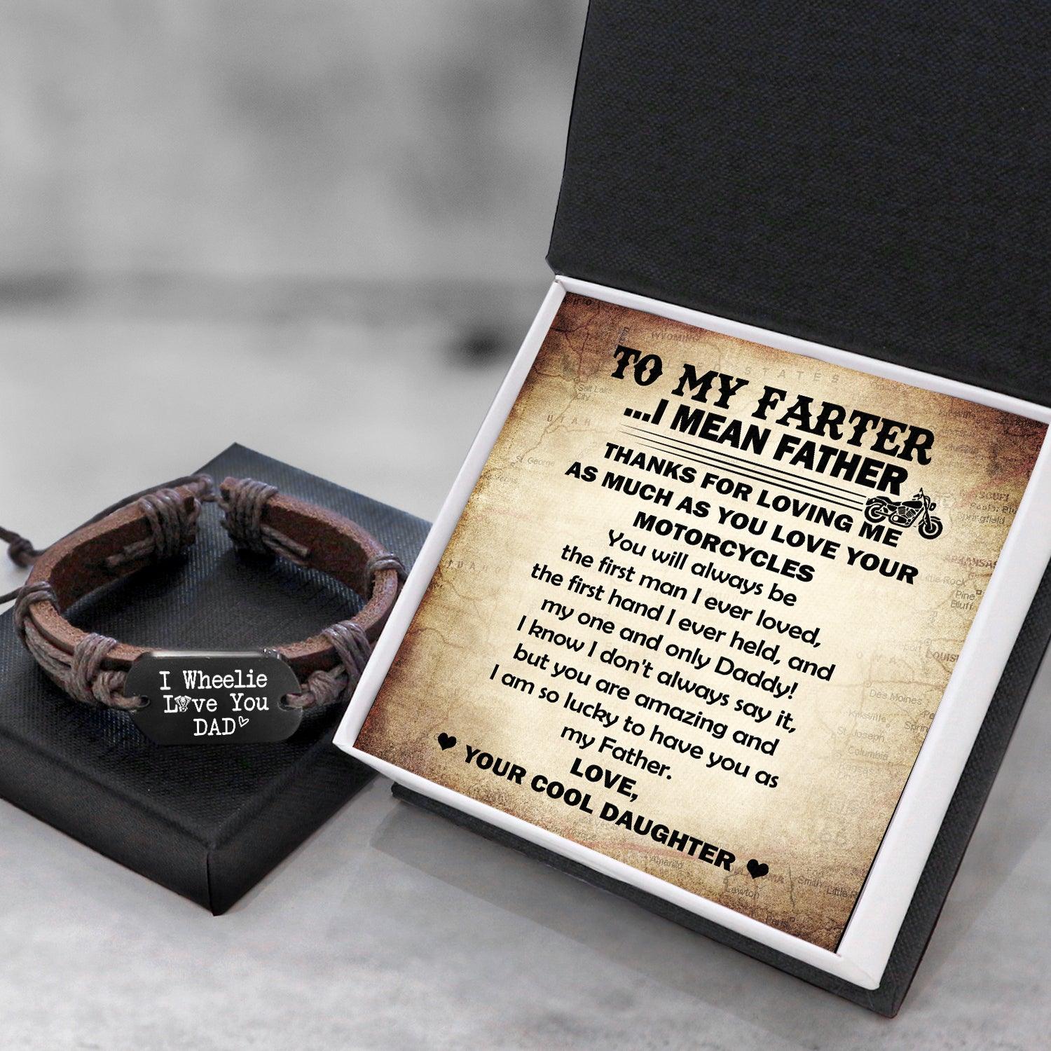 Leather Cord Bracelet - Biker - To My Father - From Daughter - I Am So Lucky To Have You As My Father - Augbr18003 - Gifts Holder
