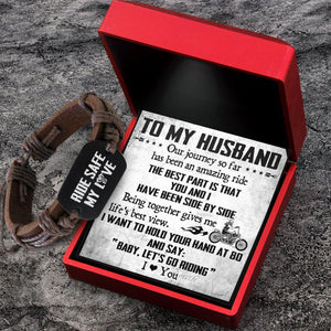 Leather Cord Bracelet - Biker - To My Husband - I Love You - Augbr14001 - Gifts Holder