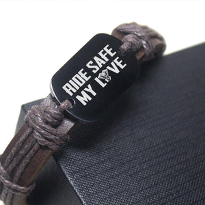 Leather Cord Bracelet - Biker - To My Husband - I Love You - Augbr14001 - Gifts Holder