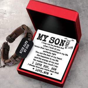 Leather Cord Bracelet - Biker - To My Son - I Love You, Son - Augbr16003 - Gifts Holder