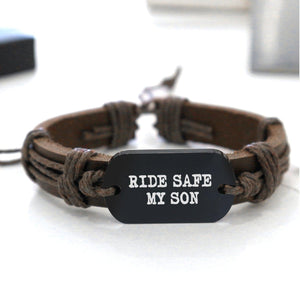 Leather Cord Bracelet - Biker - To My Son - I Love You, Son - Augbr16003 - Gifts Holder