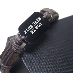 Leather Cord Bracelet - Biker - To My Son - I Love You, Son - Augbr16003 - Gifts Holder