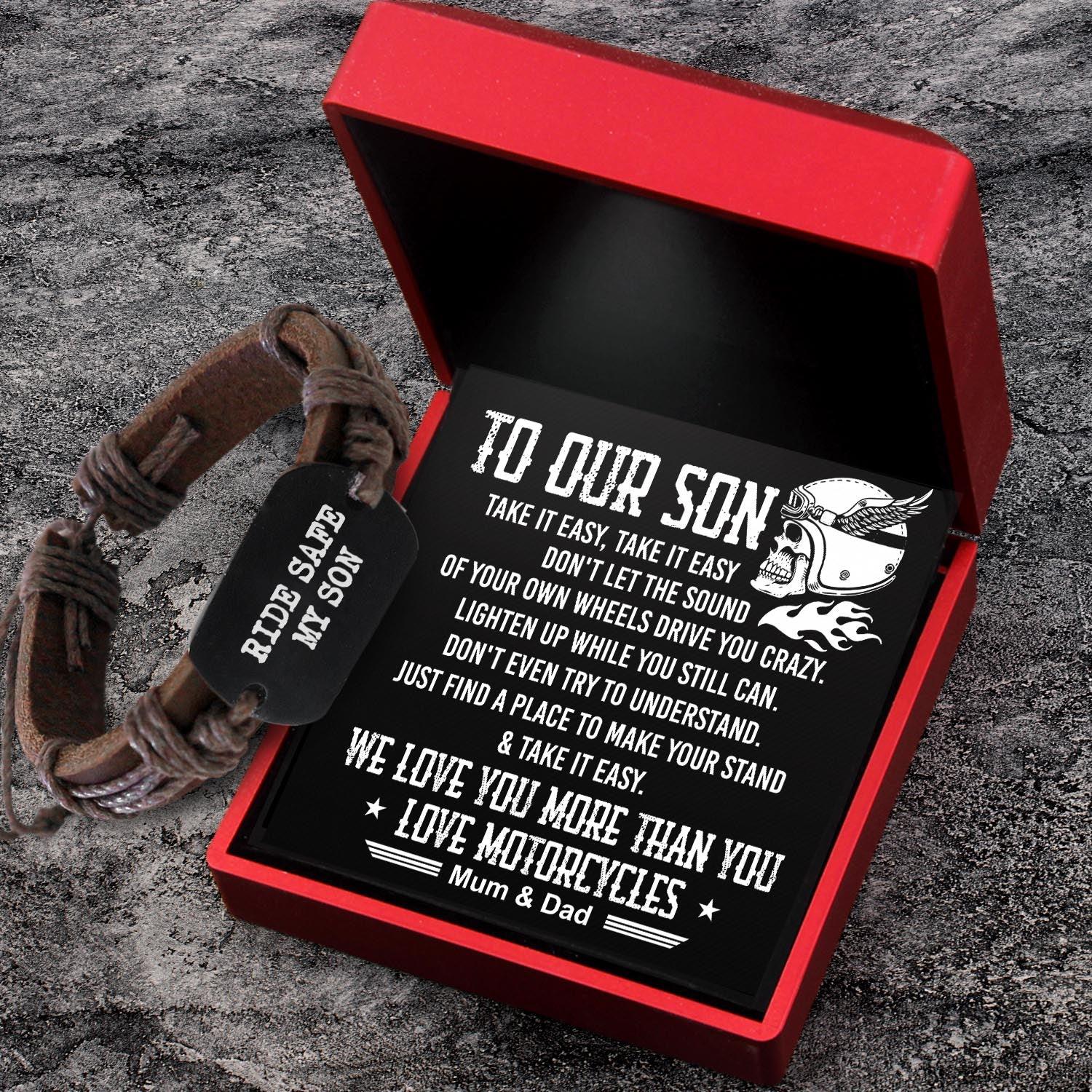 Leather Cord Bracelet - Biker - To My Son - We Love You More Than You Love Motorcycles - Augbr16004 - Gifts Holder