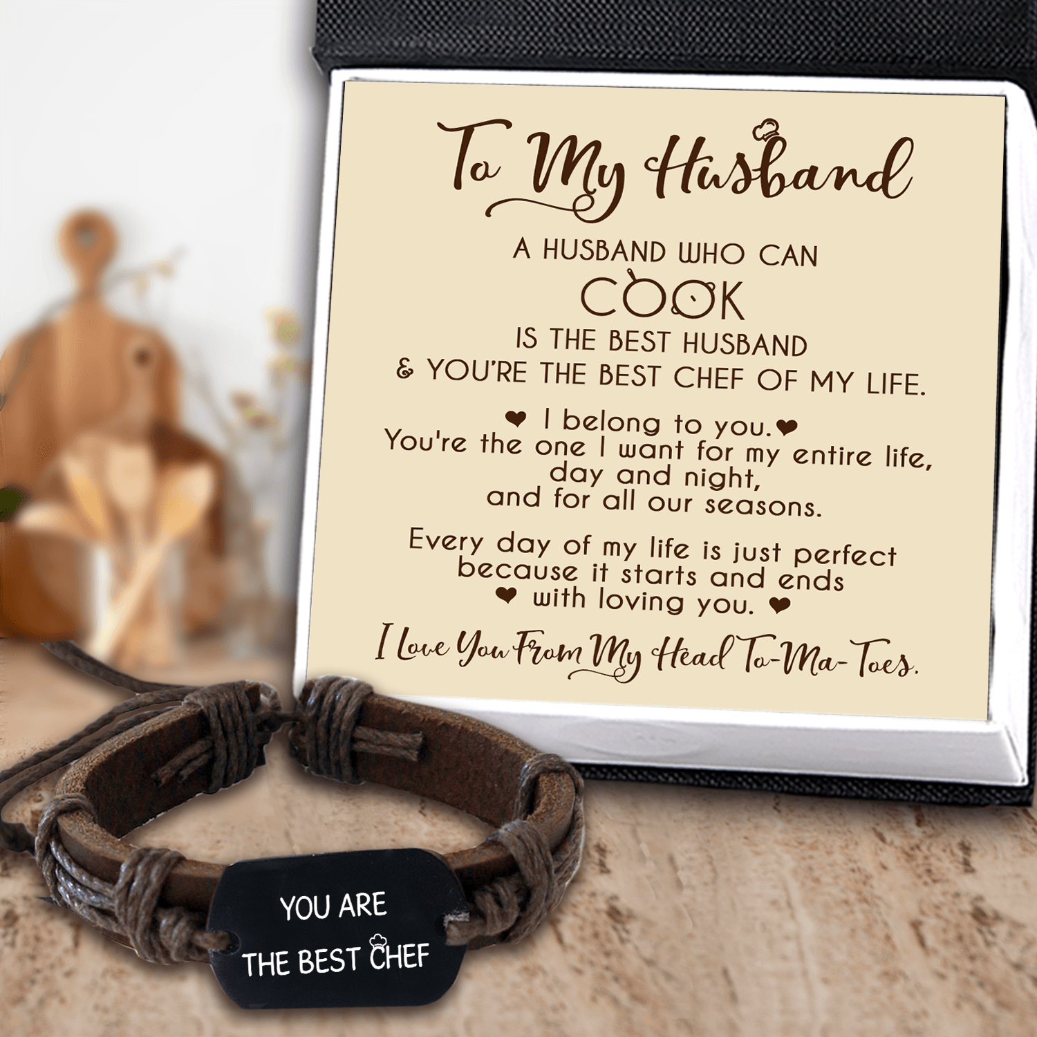 Leather Cord Bracelet - Cooking - To My Husband - I Belong To You - Augbr14002 - Gifts Holder