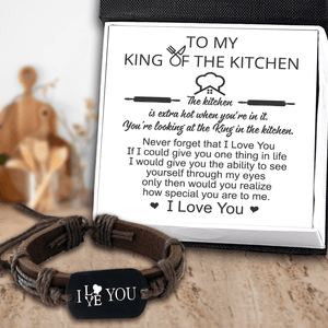 Leather Cord Bracelet - Cooking - To My King Of The Kitchen - I Love You - Augbr14006 - Gifts Holder