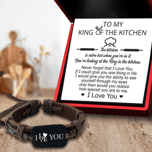 Leather Cord Bracelet - Cooking - To My King Of The Kitchen - I Love You - Augbr14006 - Gifts Holder