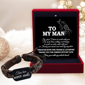 Leather Cord Bracelet - Family - To My Man - I Love You With My Whole Heart - Augbr26002 - Gifts Holder