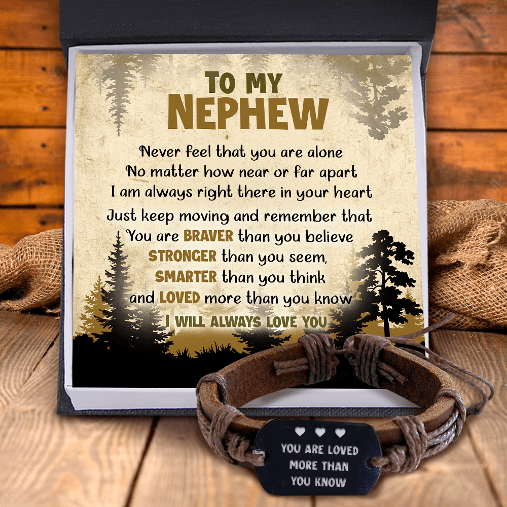 Leather Cord Bracelet - Family - To My Nephew - I Will Always Love You - Augbr27002 - Gifts Holder