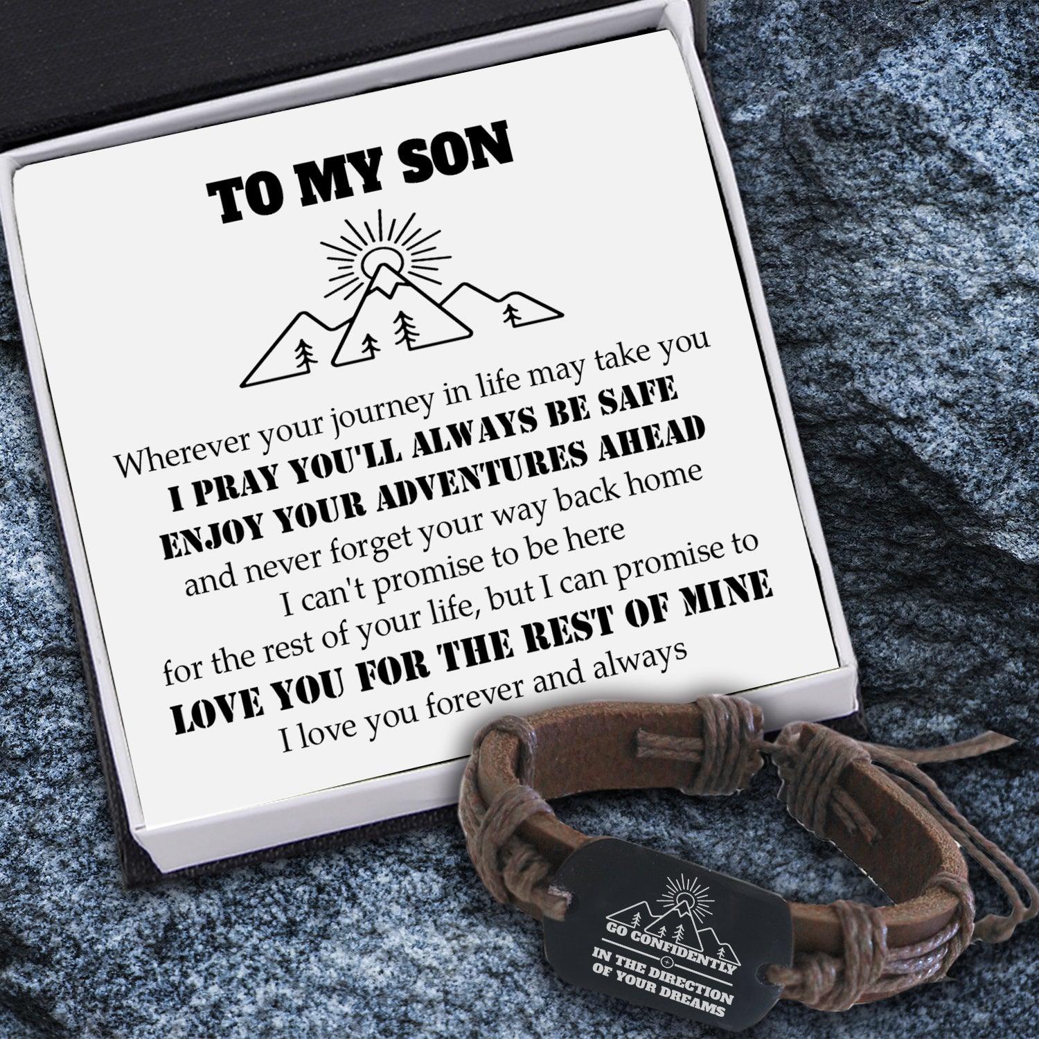 Leather Cord Bracelet - Travel - To My Son - Love You For The Rest Of Mine - Augbr16001 - Gifts Holder