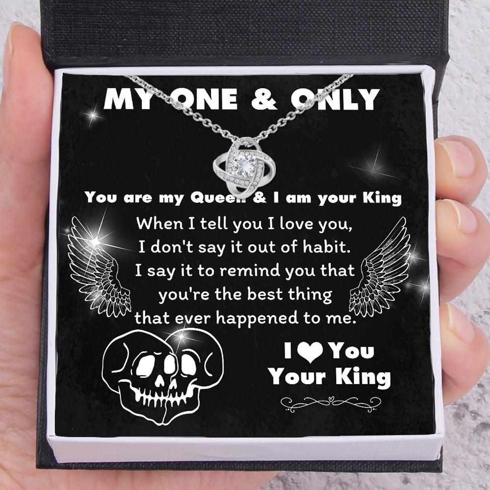Love Knot Necklace - Skull & Tattoo - My One & Only - You Are My Queen & I Am Your King - Augnen13001 - Gifts Holder
