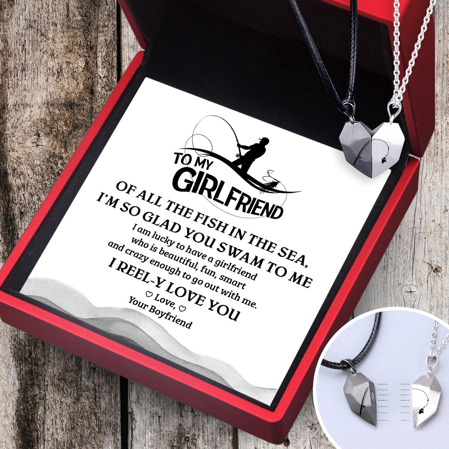Magnetic Love Necklaces - Fishing - To My Girlfriend - I Reel-y Love Y -  Gifts Holder