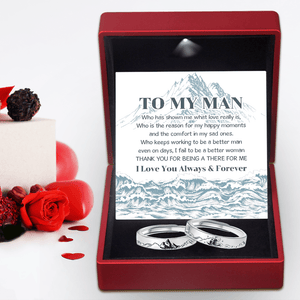 Mountain Sea Couple Promise Ring - Adjustable Size Ring - Family - To My Man - I Love You Always & Forever - Augrlj26008 - Gifts Holder