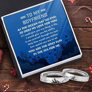 Mountain Sea Couple Promise Ring - Adjustable Size Ring - Fishing - To My Boyfriend - You Are The Only Fish In The Sea For Me - Augrlj12001 - Gifts Holder