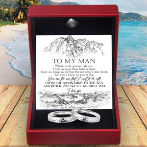 Mountain Sea Couple Promise Ring - Adjustable Size Ring - Travel - To My Man - Wherever The Journey - Augrlj26005 - Gifts Holder