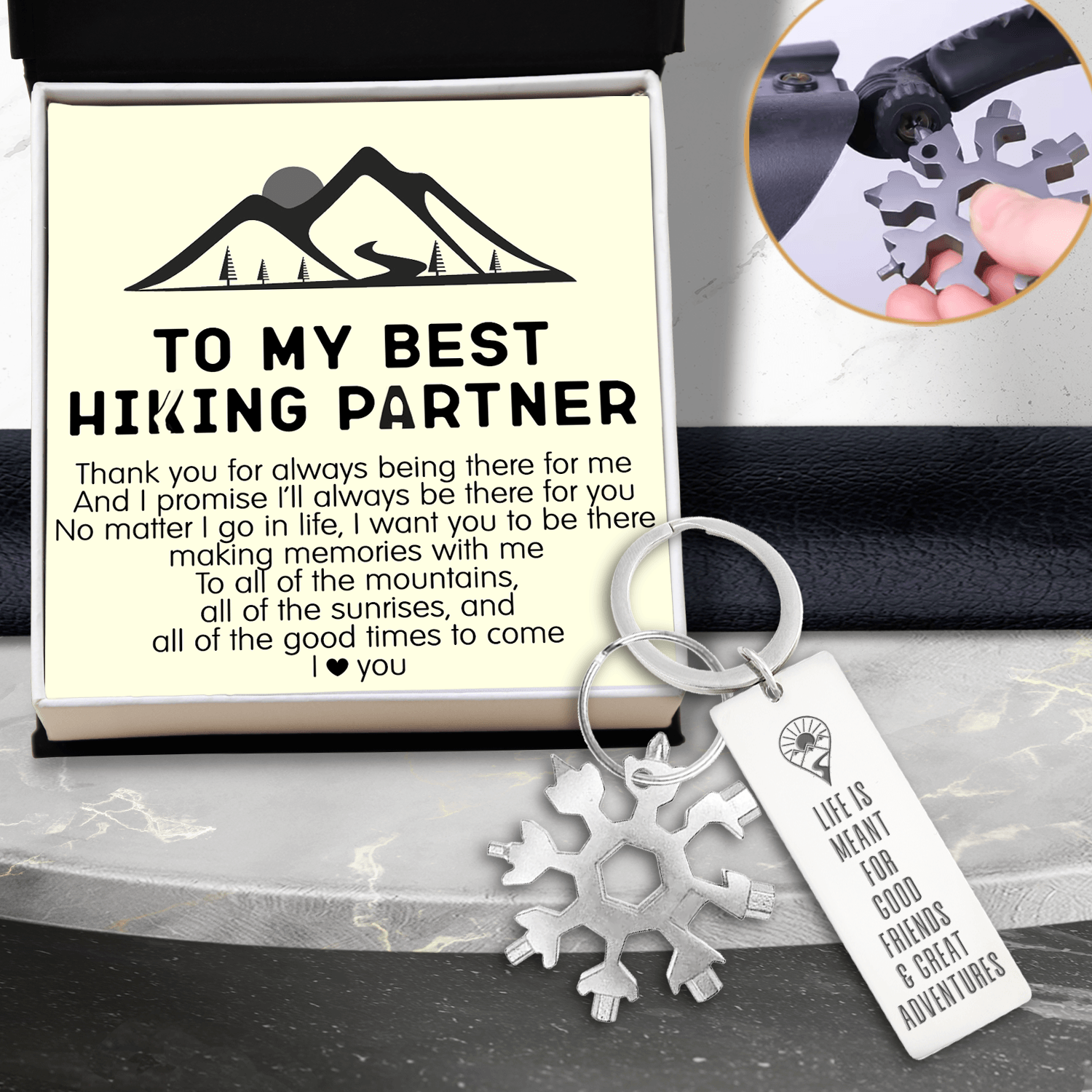 Multitool Keychain - Hiking - To My Best Hiking Partner - Life Is Meant for Good Friends & Great Adventures - Augktb33002 - Gifts Holder