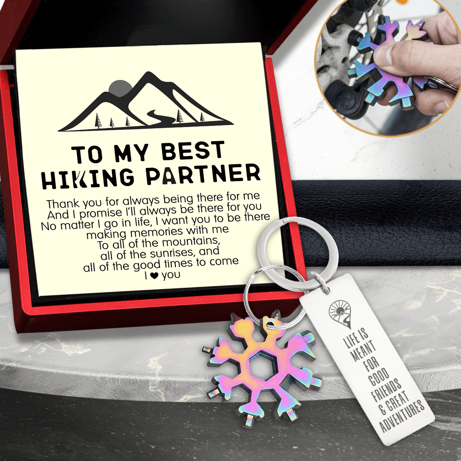 multitool keychain hiking to my best hiking partner life is meant for good friends and great adventures augktb33002 gifts holder 4