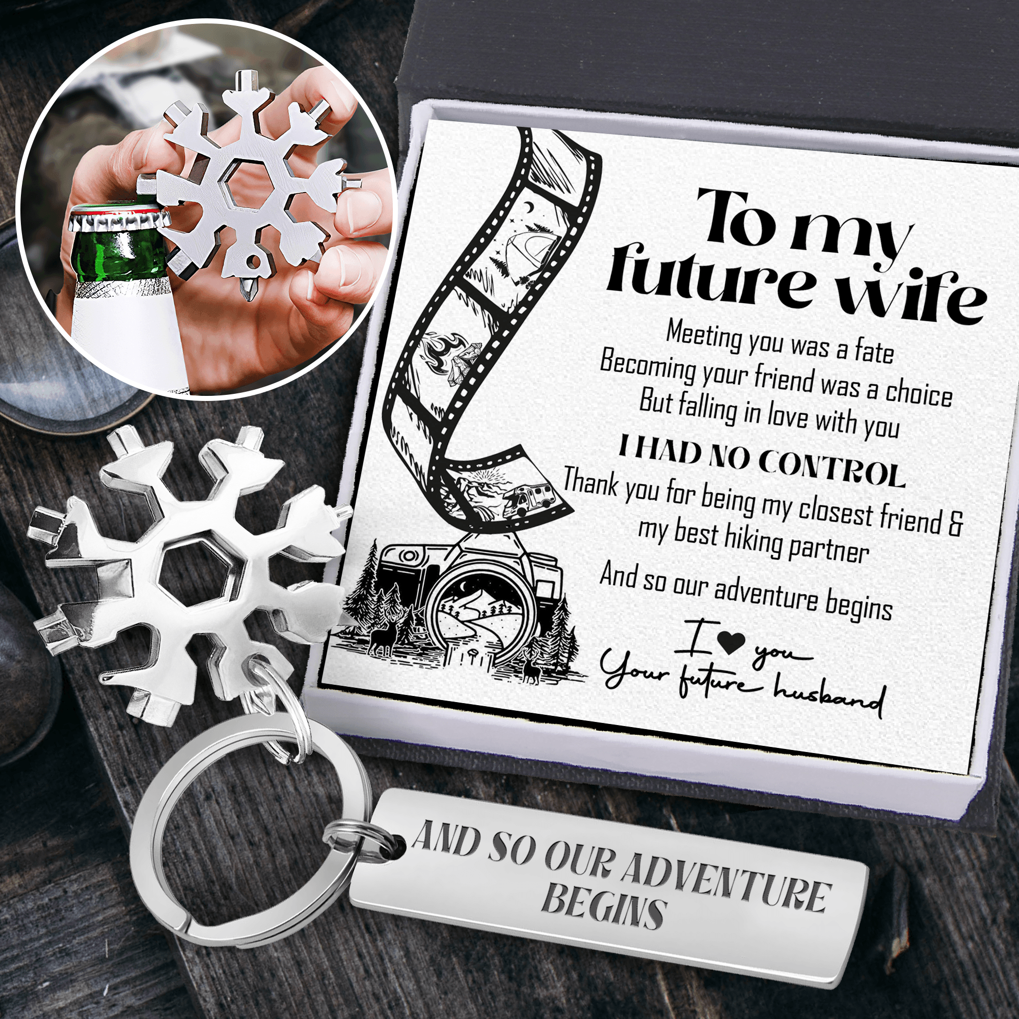 Multitool Keychain - Hiking - To My Future Wife - Thank You For Being My Best Hiking Partner - Augktb25001 - Gifts Holder
