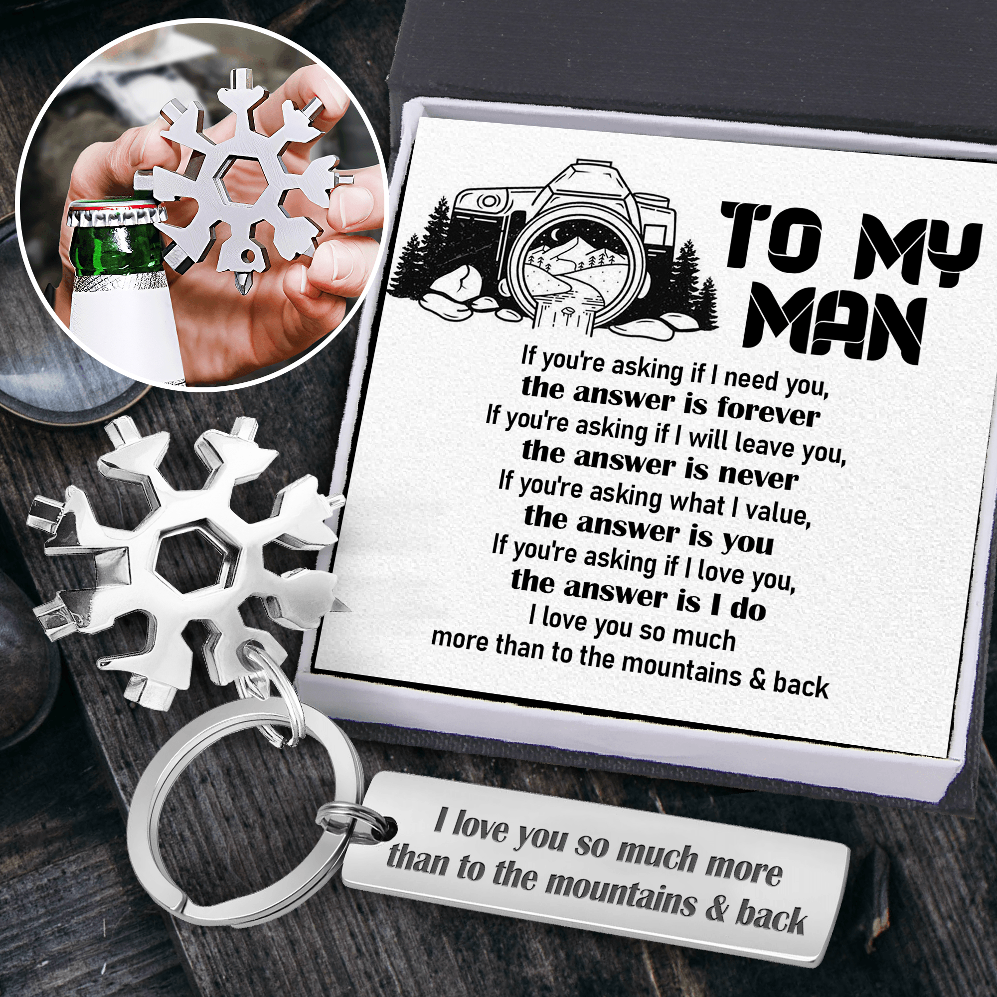 Multitool Keychain - Hiking - To My Man - I Love You So Much More Than To The Mountains & Back - Augktb26007 - Gifts Holder