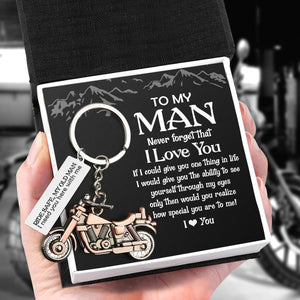 Old-School Motorcycle Keychain - Biker - To My Man - I Love You - Augkej26001 - Gifts Holder