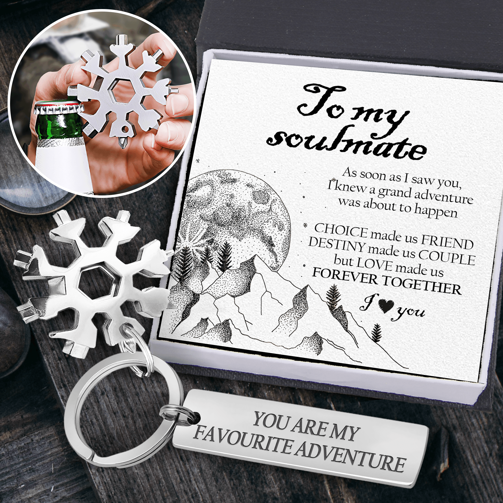 Outdoor Multitool Keychain - Hiking - To My Soulmate - Love Made Us Forever Together - Augktb13002 - Gifts Holder