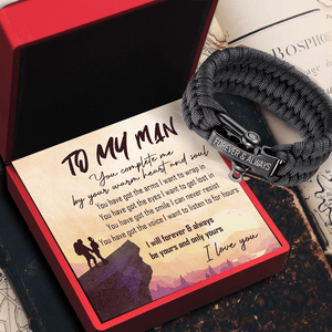 Paracord Rope Bracelet - Hiking - To My Man - You Complete Me By Your Warm Heart And Soul - Augbxa26009 - Gifts Holder