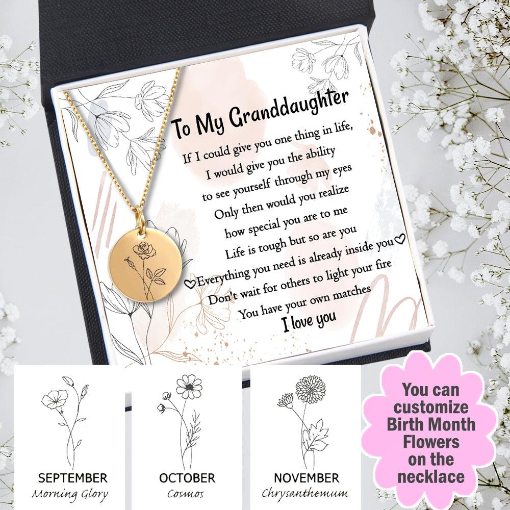 Personalised Birth Month Floral Necklace - Family - To My Granddaughter - I Love You - Augnev23002 - Gifts Holder