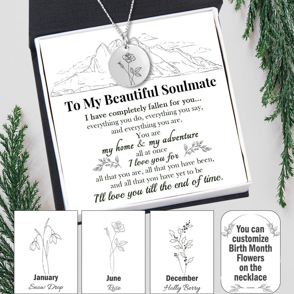 Personalised Birth Month Floral Necklace - Travel - To My Beautiful Soulmate - My Adventure - Augnev13002 - Gifts Holder