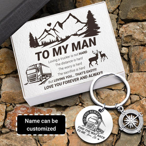 Personalised Compass Keychain - Trucking - To My Man - Love You Forever - Augkw26005 - Gifts Holder