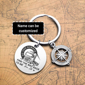 Personalised Compass Keychain - Trucking - To My Man - Love You Forever - Augkw26005 - Gifts Holder