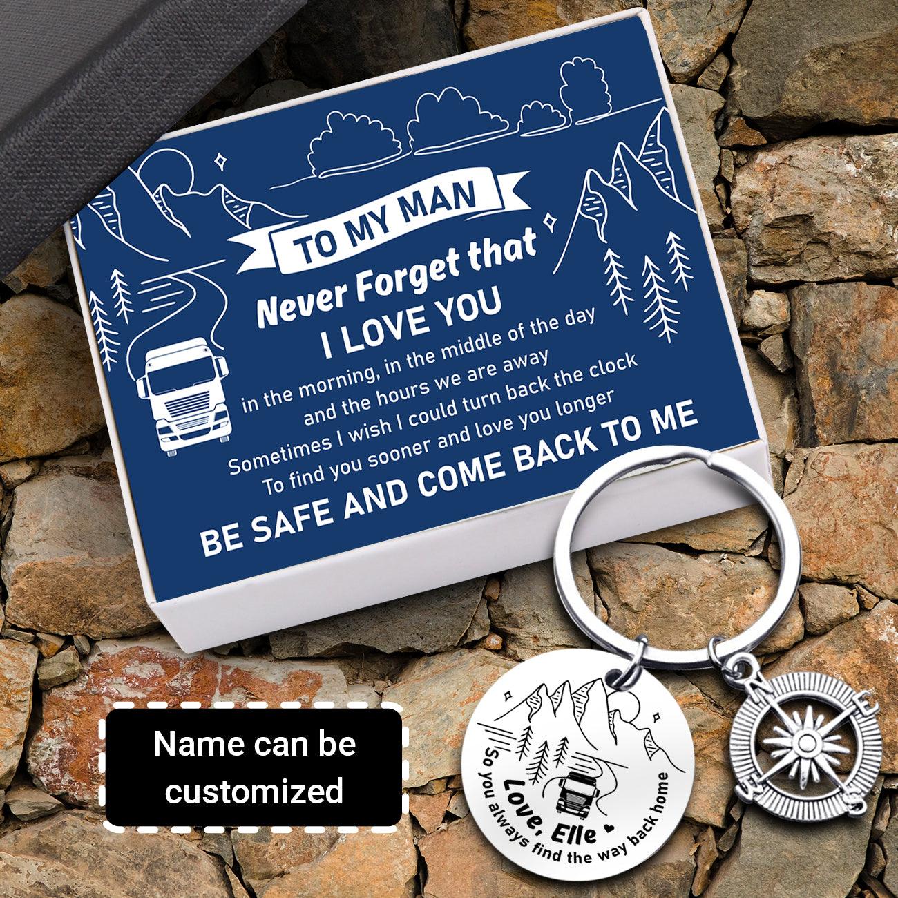 Personalised Compass Keychain - Trucking - To My Man - Love You Longer - Augkw26006 - Gifts Holder