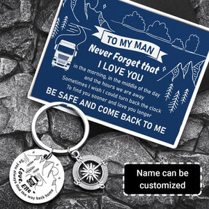 Personalised Compass Keychain - Trucking - To My Man - Love You Longer - Augkw26006 - Gifts Holder