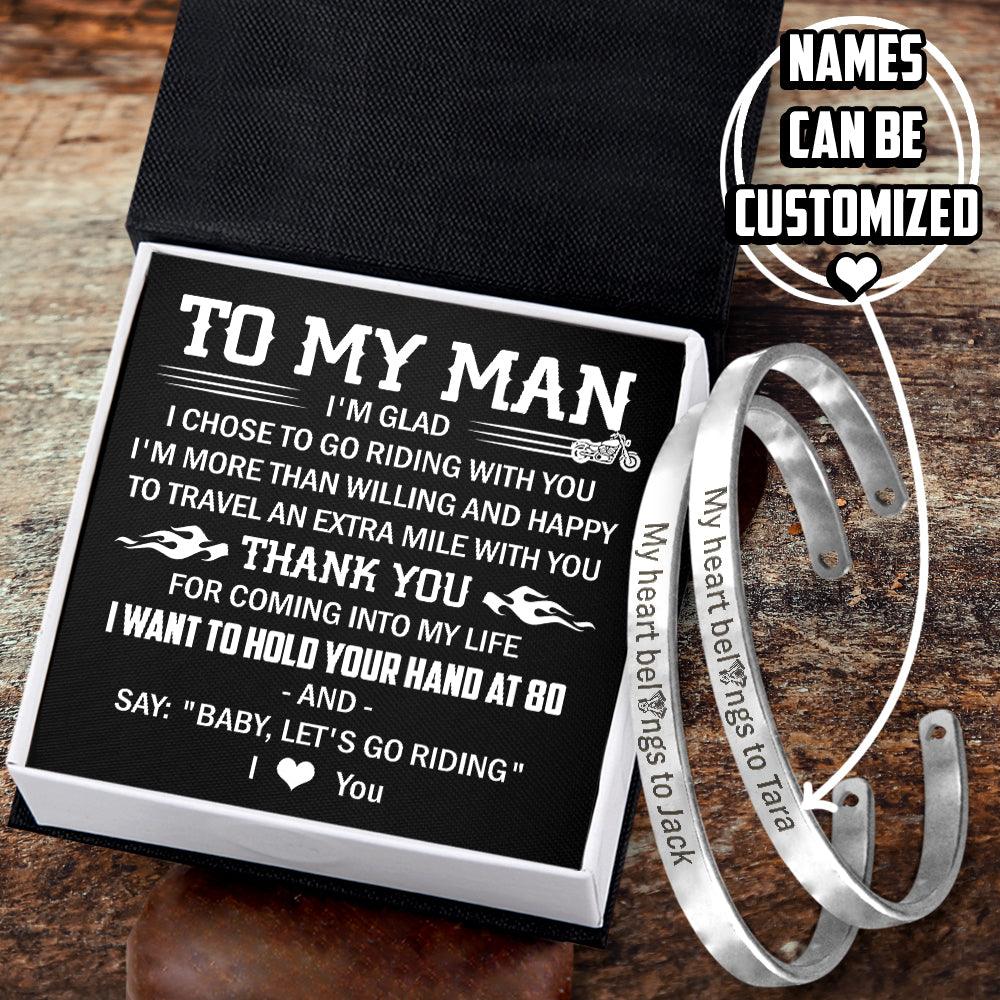 Personalised Couple Bracelets - Biker - To My Man - Thank You For Coming Into My Life - Augbt26006 - Gifts Holder