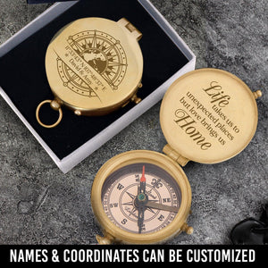 Personalised Engraved Compass - Family - To Couple - Love Brings Us Home - Augpb26012 - Gifts Holder