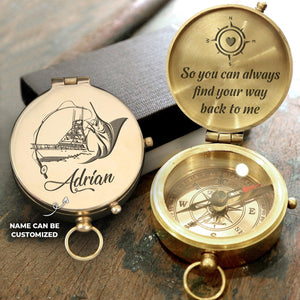 Personalised Engraved Compass - Fishing - To My Man - Back To Me - Augpb26010 - Gifts Holder