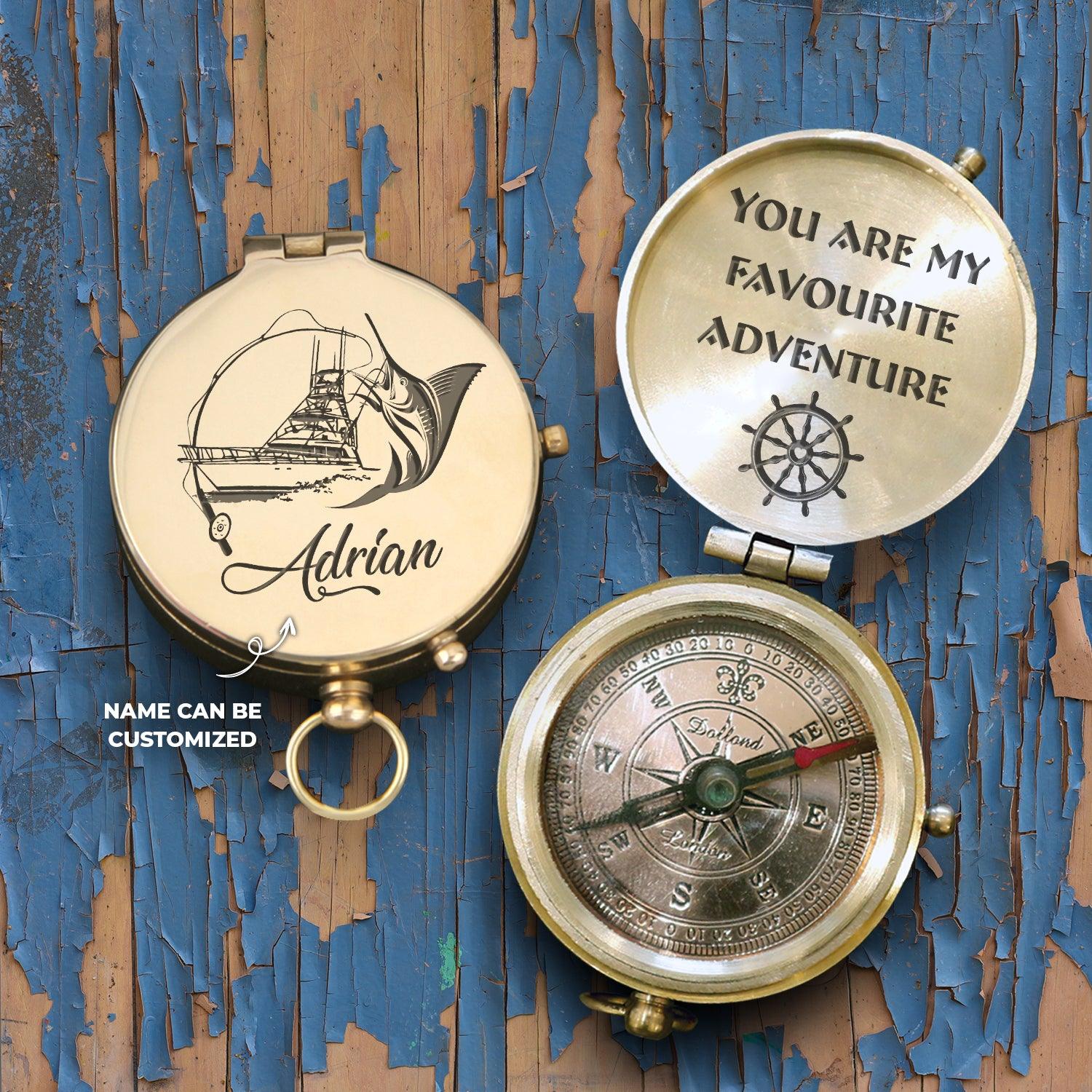 Personalised Engraved Compass - Fishing - To My Man - You Are My Favourite Adventure - Augpb26011 - Gifts Holder