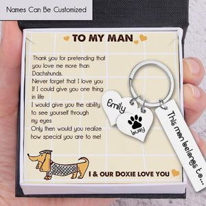 Personalised Engraved Keychain - Dachshund - To My Man - This Man Belongs To - Augkc26009 - Gifts Holder