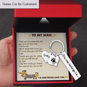 Personalised Engraved Keychain - Dachshund - To My Man - This Man Belongs To - Augkc26009 - Gifts Holder