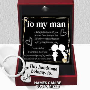 Personalised Engraved Keychain - Family - To My Man - I Love You With My Whole Heart - Augkc26016 - Gifts Holder