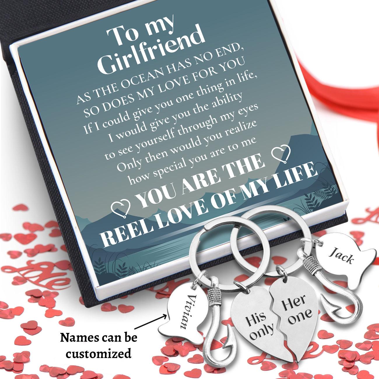 Personalised Fishing Heart Puzzle Keychains - Fishing - To My Girlfriend - You Are The Reel Love Of My Life - Augkbn13002 - Gifts Holder